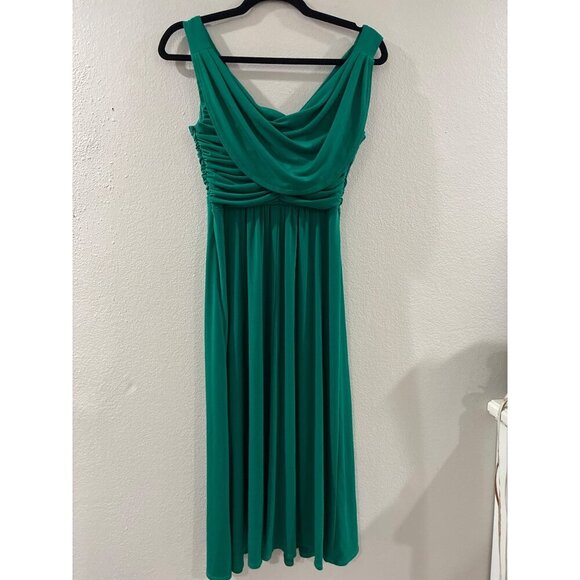 Collection DressBarn Womens Midi Cocktail Dress, Emerald Green V-neck size 6 - Picture 4 of 7